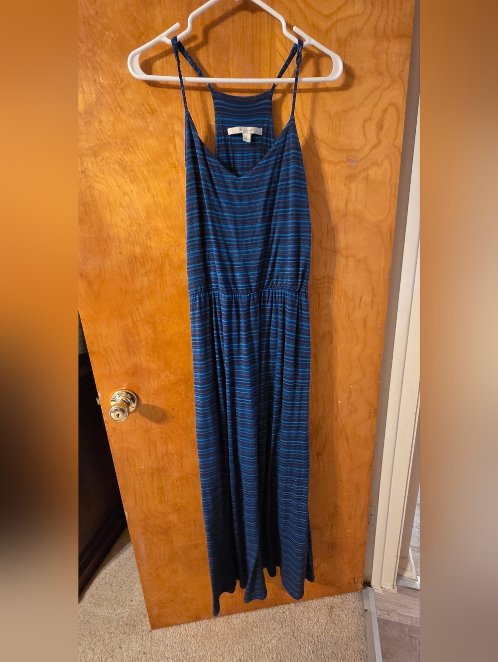 LC Lauren Conrad Navy and Teal Striped Top